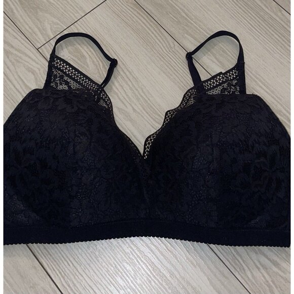 Knix Lace Deep V Bralette Bra Wire Free Womens XL XLarge Black - Picture 3 of 6
